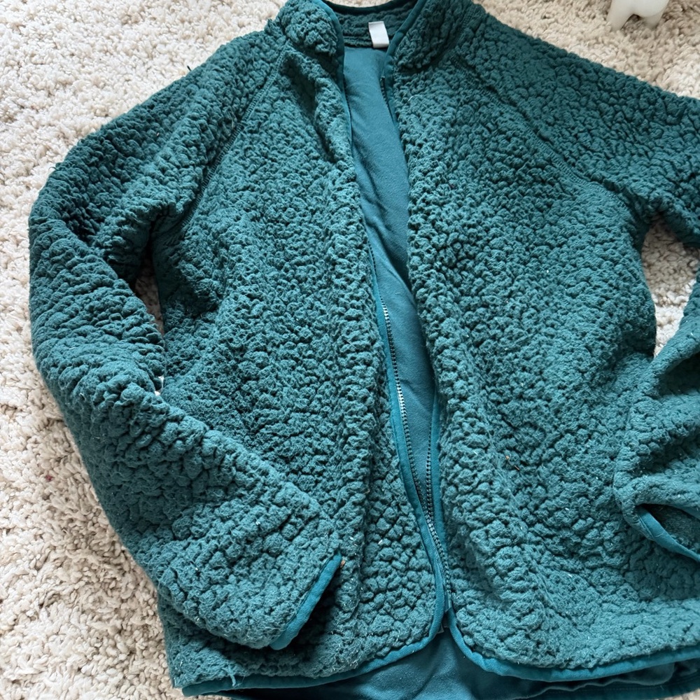 Zella Deep Teal super fluffy and warm sweater, cozy women’s Fleece Jacket - Picture 3 of 5